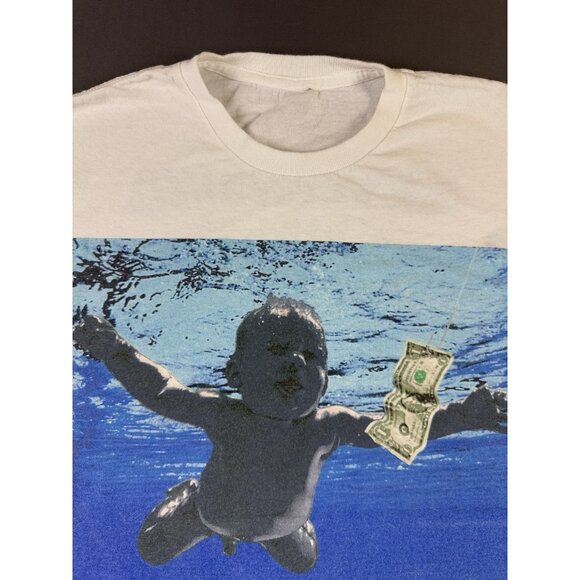 Vintage Y2K 2002 Nirvana Nevermind Band Tee Album Grunge Punk Tour Promo White - Picture 4 of 14
